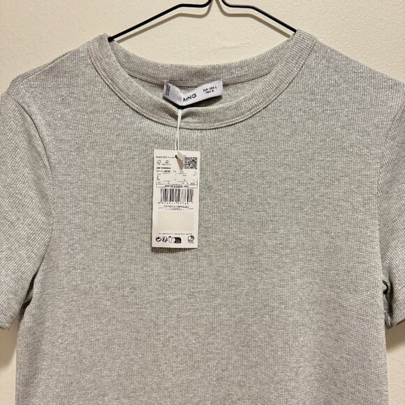MANGO | NWT - GREY GOING OUT PARTY TOP WITH GLITTER SPARKLE THREAD | SIZE L - Picture 7 of 7